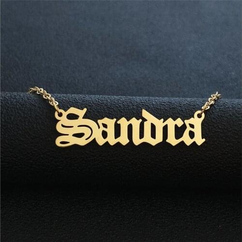 BFF Personalized Name Necklace Old English Style Customized Nameplate Necklaces Custom Stainless Steel Jewelry Friendship Gift