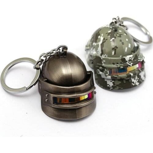 Big Level 3 Helmet PUBG 3D Keychain Metal Pendant Camo Key Ring Link Chain Helmets llaveros For Men Car Bag Porte Clef