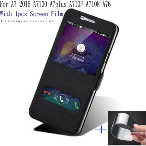 Phone Case For Samsung galaxy A7 2016 A7100 cover shell open window leather case A 7 A7plus A710F A7108 A76 flip case back cover