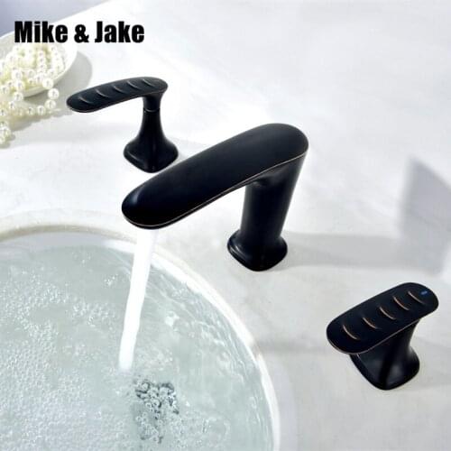 Double handle bathroom black crane waterfall faucet mixer Tap three hole us Basin Mixer Hot And Cold Water Wash Faucet 1200