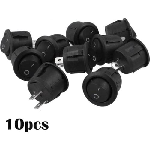 JX-LCLYL 10pcs AC 6A 250V 10A 125V On Off Snap in SPST Car Boat Round Dot Rocker Switch