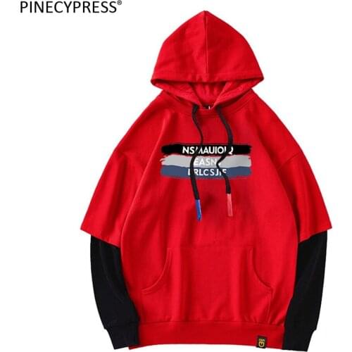 Quality 100% Cotton Soft Anti-pilling Pocket Hip Hop Fashion Letter Stripe Man Hoodie Red Long Sleeve Men Hooded Sweatshirt