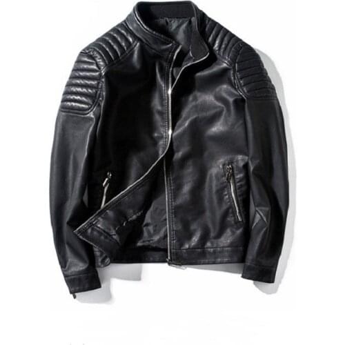 Pu Leather Jacket Men Slim Fit Fashion Biker Jackets Pop Vintage Motorcycle Leather Jacket Male Zippers Coats Plus Size Clothing