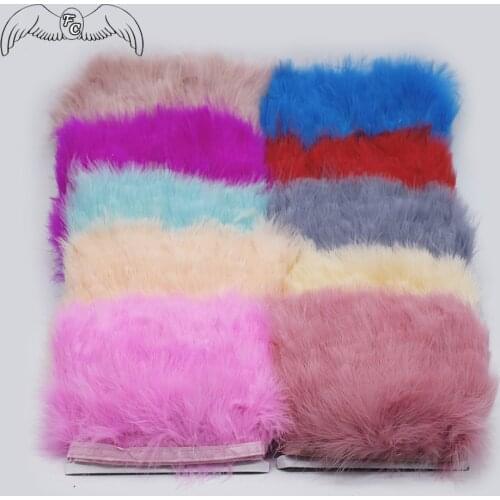 1meter Width 6-9CM Fancy Soft Fluffy Dyed Colorful Turkey Feather Ribbon Marabou Ferather Trim Party Costume Decoration 18colors