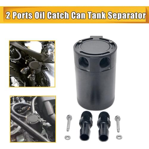 Oil Catch Can Tank Baffled 2-Port Aluminum Separator Oil Catch Can Compact Fuel Tank Parts