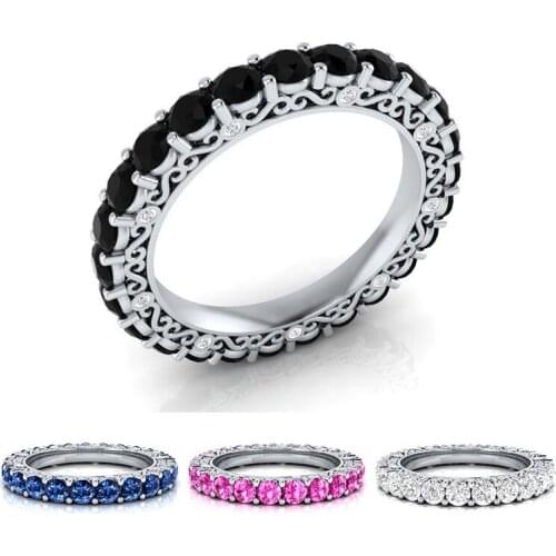 Megin D Hot Sale Office Simple Exquisite Planted Silver Zircon Copper Rings for Men Women Family Friend Fashion Gift Jewelry