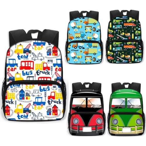 13 Inch Cute Car Truck Bus School Backpack Kids Daypack Baby Kindergarten Bag Children School Bags for Boys Girls Book Bag Gift
