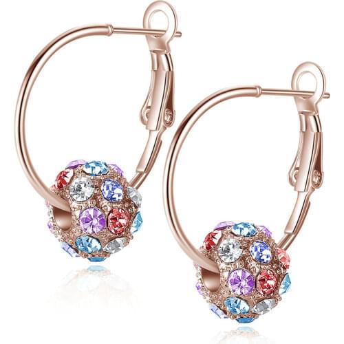 Trendy Women Earring Shiny Stone Ball Minimalist Gift Low-key Party Daily Wearable New Fashion Female Jewelry Drop Hoop Earrings