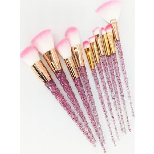 10pcs Unicorn Makeup Brushes Set Diamond Crystal Handle Blending Foundation Powder Eyeshadow Eyebrow Brush Beauty Make Up Tools