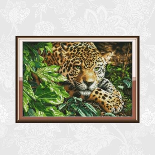 Leopard Cross Stitch kits, Handmade Crafts Home Decor, Counted Print On Canvas 14CT 11CT Embroidery Needlework Set