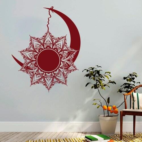 Moon And Sun Wall Decals Nights And Day Bohemian Boho Indian Decor Vinyl poster Home Bedroom Window Vinyl Decals AY1901