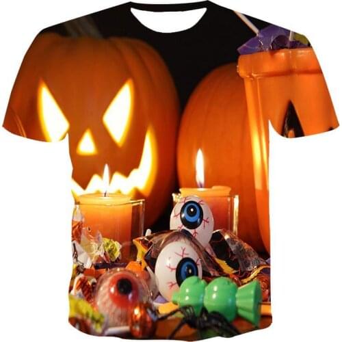 New T -Shirt Male High -Quality Male T -Shirt Halloween Funny Short -Sleeved 3d Printing Male T -Shirt