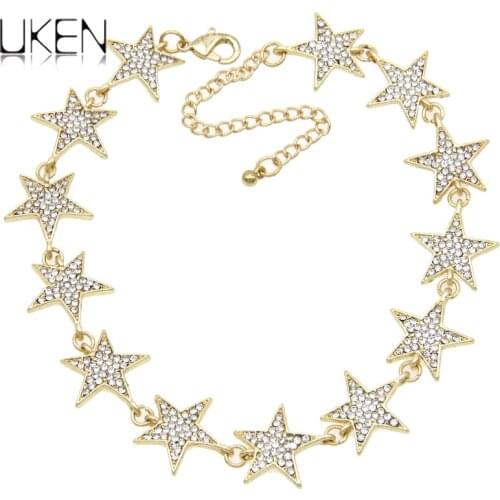 UKEN Rhinestone Star Collar Chokers Necklace Statement Jewelry luxury Maxi Necklaces For Women Torques Bijoux Femme N4183