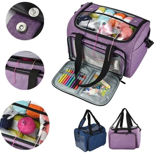 Multifunctional Crochet Hooks Thread Yarn Storage Bag DIY Knitting Needles Yarns Bag Sewing Organizer Case Bag Holder