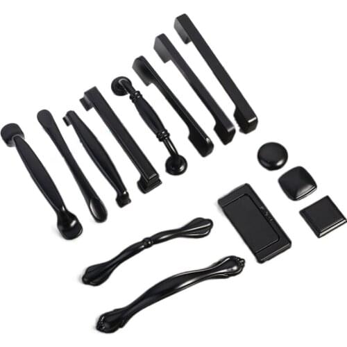 Drawer Knobs Modern Door Handles For Interior Black Aluminum Furniture Cabinets Knob Alloy Kitchen Cupboard Handles for Muebles