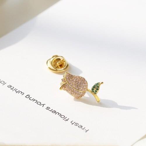 Ruifan Gold Rose Flower Small Womens Brooches Cubic Zirconia Collar Pin Shirt Coat Neckline Brooch Jewelry Accessories BXZ002