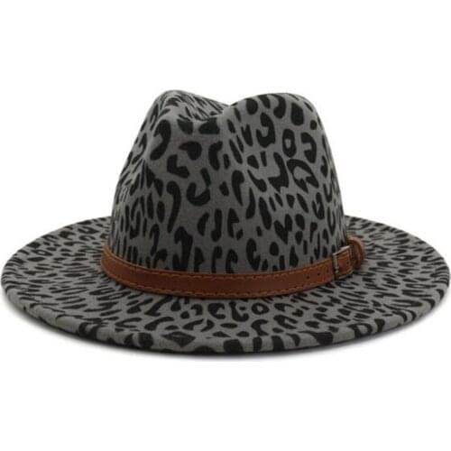 XdanqinX Adult Womens Woolen Warm Fedoras Jazz Hat Autumn Winter Leopard Cap 2020 New Multicolor Fashion Leopard Men Hat Sunhat