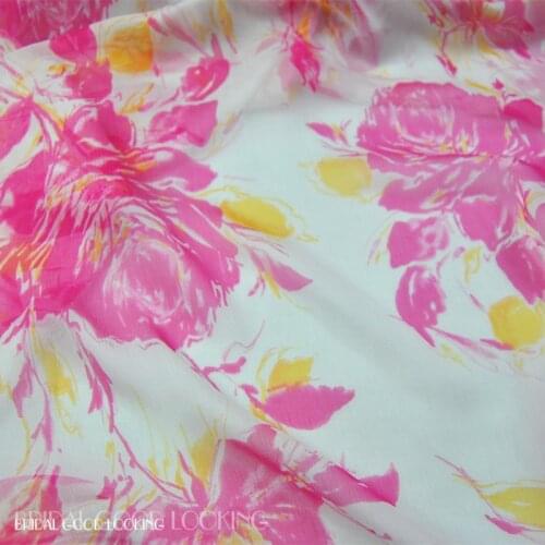 LEO&LIN White Large Wide Rose 100% Silk Pleated Georgette Chiffon Thin Transparent Skirt Scarf Fabric DIY Patchwork Tissue