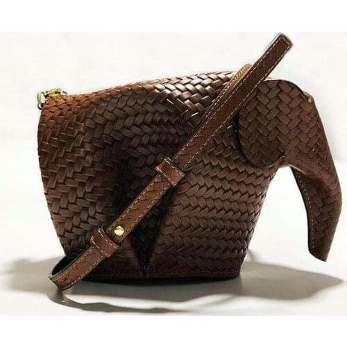 Genuine Leather Handmade Elephant Bag Customized Cute Animal Shaped Coin Purse Women Crossbody Messenger Monogram Name Green