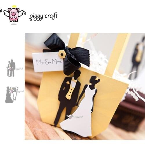 Piggy Craft metal cutting dies cut die mold Bride and groom wedding dress Scrapbook paper craft knife mould blade punch stencils