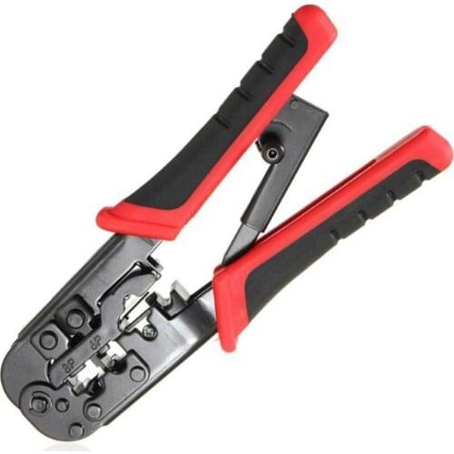 Wire Crimper, All-in-One Ratcheting Modular Data Cable Crimper / Wire Stripper / Wire Cutter