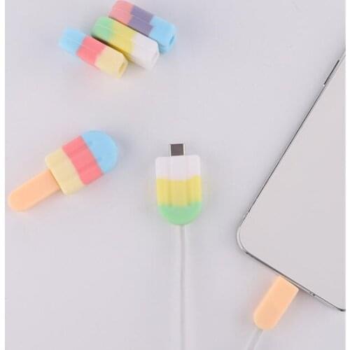 Cable Bite Ice Cream Cable Protector Wire Winder Data Line Cord For Iphone Xiaomi USB Charging Protective Cover Winder Organizer