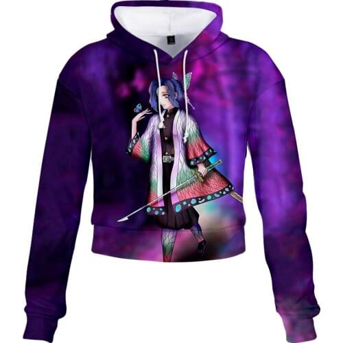 New Personality Ghost Blade Naveled Hoodies women Hot Anime Classic Casual Ghost Blade Naveled clothes girl pullovers Cute tops