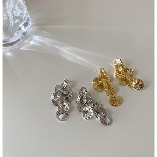 U-Magical Fashion Circle Sheets Long Tassel Dangle Earring for Women Gold Silver Color Metal Hollow Out Earring Chic Accessories