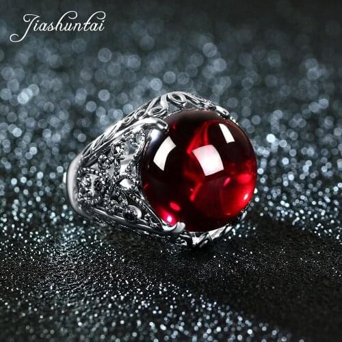 JIASHUNTAI Retro 100% 925 Sterling Silver Rings For Women Round Natural Precious Stones Vintage Thai Silver Ring Jewelry Gifts