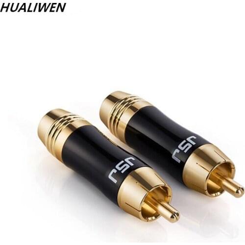 24K Gold Plated RCA Plugs Professional Speakers Horns Gold Plated Soldering rca Lotus Head Plugs Audio Connectors