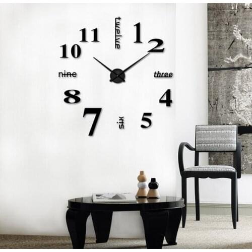 20pcs Quartz clocks fashion watches 3d real big wall clock rushed mirror sticker diy living room decor