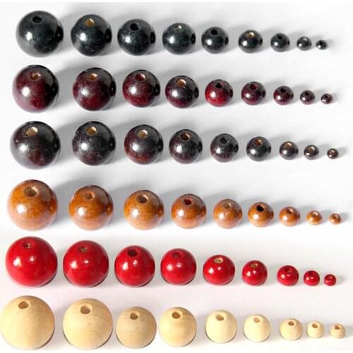 50 Pcs Round Wooden Beads DIY Jewelry Necklace Making