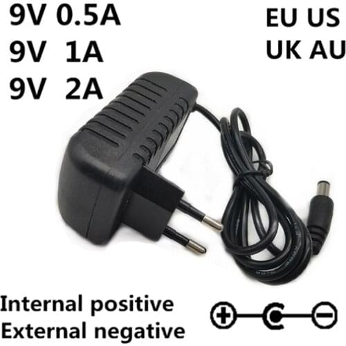 AC 100-240V DC 9V 0.5A 1A 2A Power Supply Adapter charger 9 V Volt