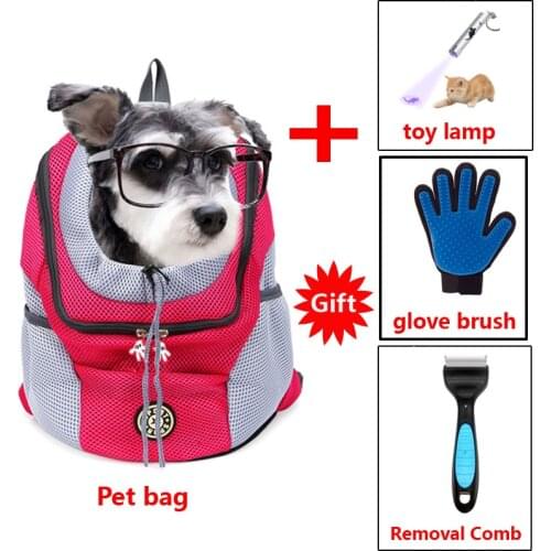 Outdoor Double Shoulder Portable Travel Backpack Outdoor Pet Dog Carrier Bag Pet Dog Front Bag Mesh Backpack Head Pet Supplies