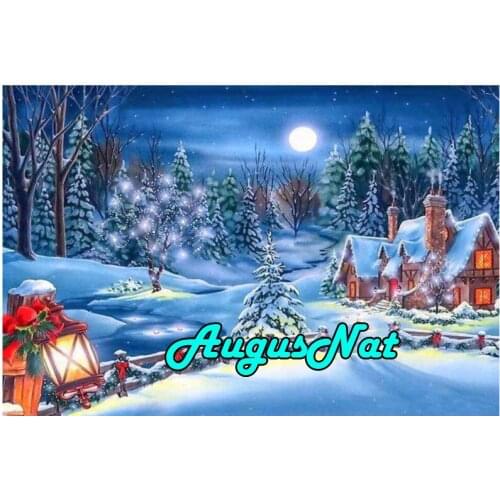 Night cottage diamond painting christmas cards daimont embroidery picture winter snow trees diamant mosaic stickers diamand art
