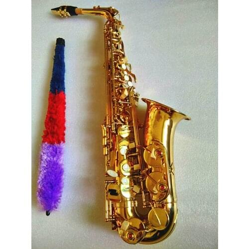 New Alto saxophone Wholesale-Hot SALE Alto Eb Golden Sax Flat musical instruments professional saxophone Mouthpiece and case