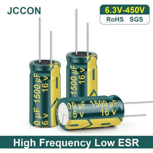 JCCON High Frequency Low ESR Aluminum Capacitor 6.3V 10V 16V 25V 35V 50V 63V 100V 400V 450V 100UF 220UF 330UF 470UF 680UF 1000UF