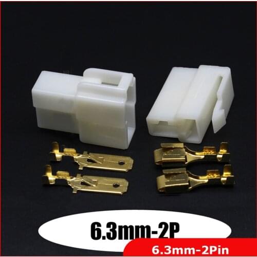 Free shipping 10 set 6.3mm connector 2P 2 pin Electrical 6.3 Connector Kits Male Female socket plug for Motorcycle Car