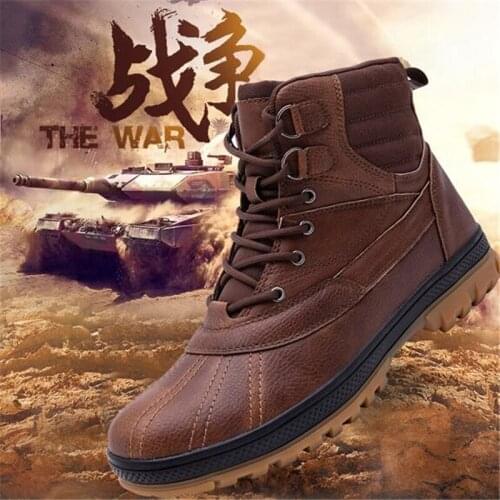 39-48 Autumn Winter Men Women Ankle Boots Leather Tactical Shoes New Plus Anti-Skidding Classical Walking Footwear Summer Hiking