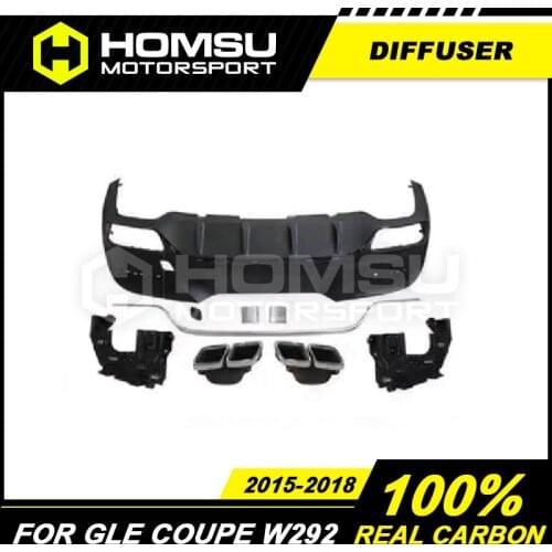 Black color GLE63 Style PP Rear Bumper Diffuser Lip with Exhaust Tips Diffuser for MB GLE Class W292 2015-2018 GLE300 GLE450