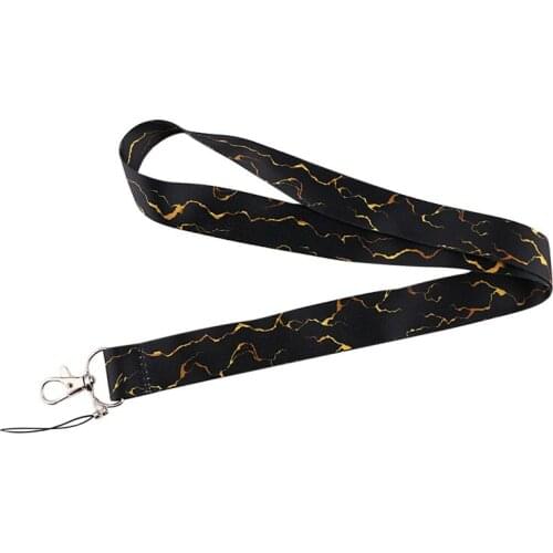 Black Marble Lanyard Keys Phone Holder Funny Neck Strap With Keyring ID Card DIY Animal webbings ribbons Hang Rope