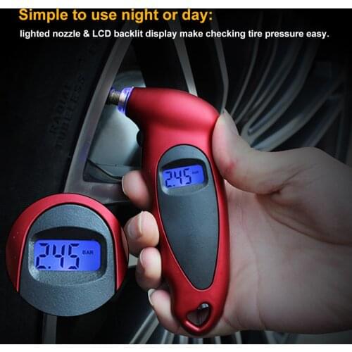 LCD Display Digital Tire Pressure Gauge 0-150 PSI 4 Unit Settings for Car Motorcycle Bicycle Auto Professional Handheld Tool