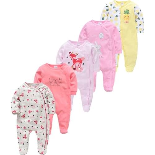 Honeyzone Baby Rompers Full Sleeve Cotton Newborn Baby Girl Boy Clothing 5PCS/Set Jumpsuit ropa bebe 0-12M Baby Sleeper Outfits
