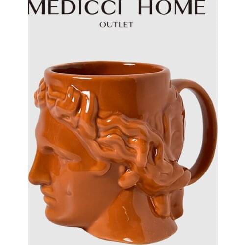 Medicci Home Vintage Tea Mug Creative Ceramic Ancient Greek Mythology Apollo Statue Artistic Coffee Mug Water Mug European Style