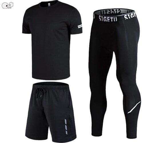 Breathable Mesh T Shirt+Shorts+Pants 3 Pcs Running Suit Men Plus Size 5XL/6XL Quick Dry Sport Set Gym Fitness Tracksuit Clothing