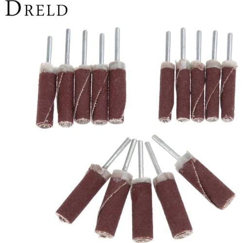 DRELD 5Pcs 3mm Shank Abrasive Sanding Paper Grinding Head Sandpaper Polishing Grinding Mounted Point for Rotary Tool 6/8/10mm