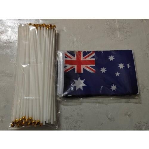 KAFNIK,50 PCS the Small Australia flag 14*21CMg The Hand National Flag With Pole ,Free Shipping