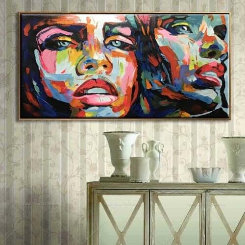 Face Colorful artwork hand painted moonlight face art party decoration Modern Abstract oil painting on canvas