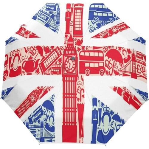 Creative UK Flag Windproof Automatic Open And Close Folding Umbrella Female Travel Lightweight Outdoor Umbrellas Rain And Sun