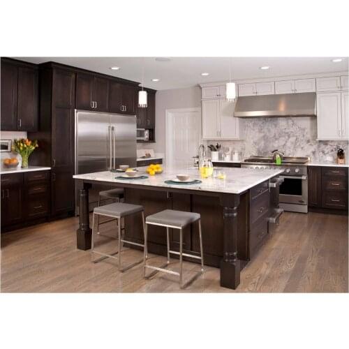 Kitchen cabinet 2017 new style solid wood kitchen furnitures wooden black kitchen cabinets S1606002